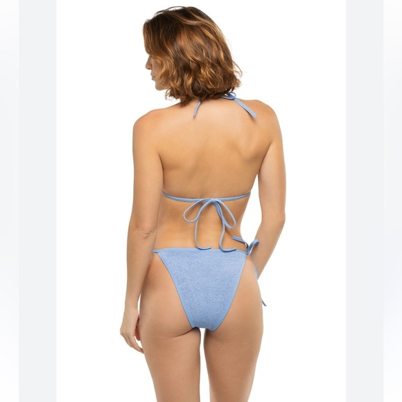 Hunza G Gina seersucker bikini bottoms in metallic denim - Picture 1 of 11